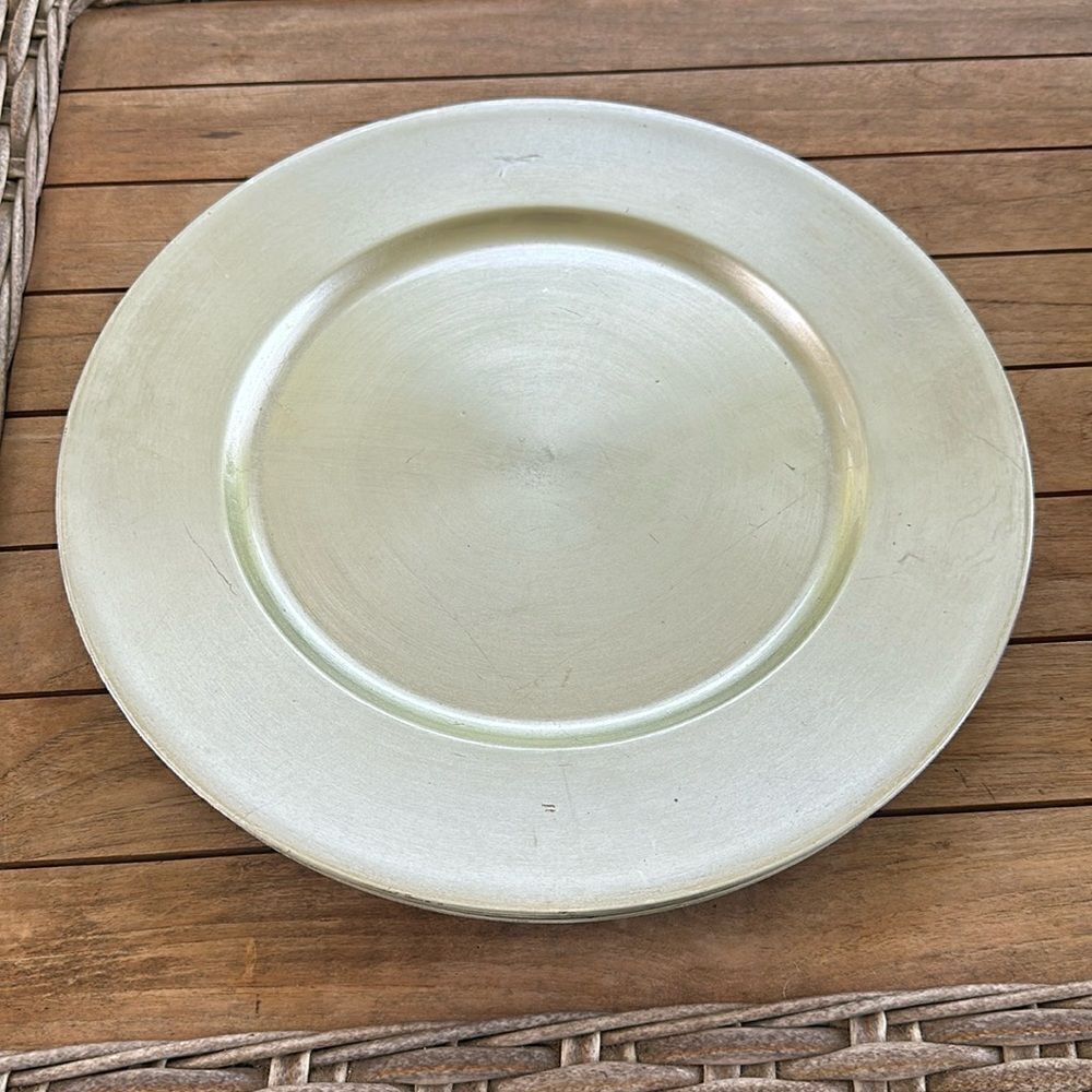 Silver 14” Charger Plates (8)